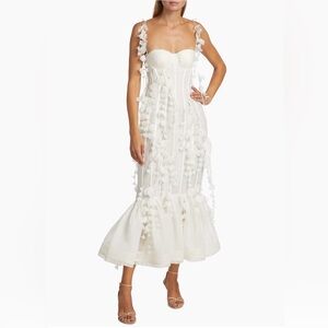NEW Zimmermann Petal Applique Linen-Silk Corset Gown
